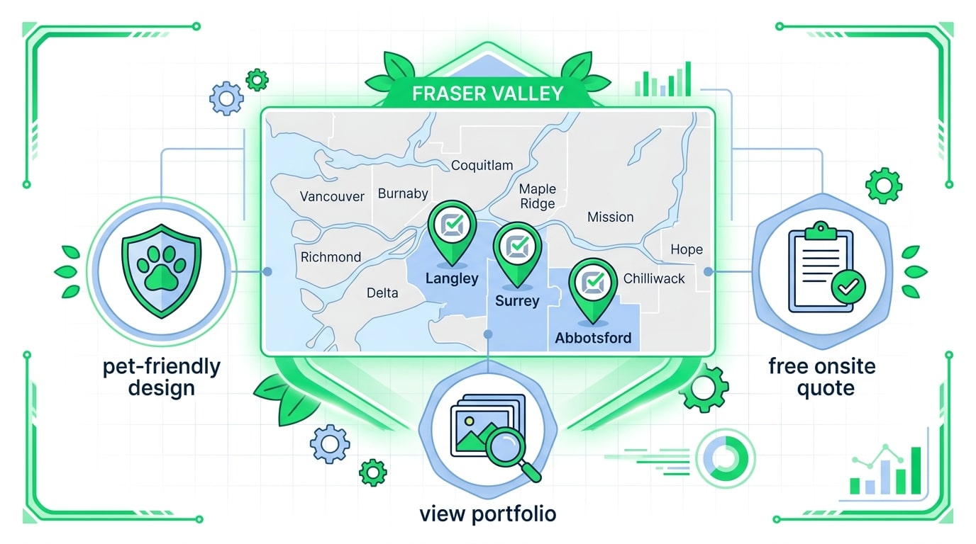 Infographic of Hughes Landscaping's artificial turf services in the Fraser Valley